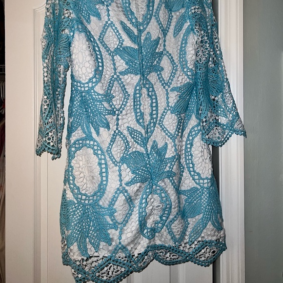 Lilly Pulitzer Lottie Romper Blue Ibiza Juice Stand Crochet 2 - Picture 5 of 5